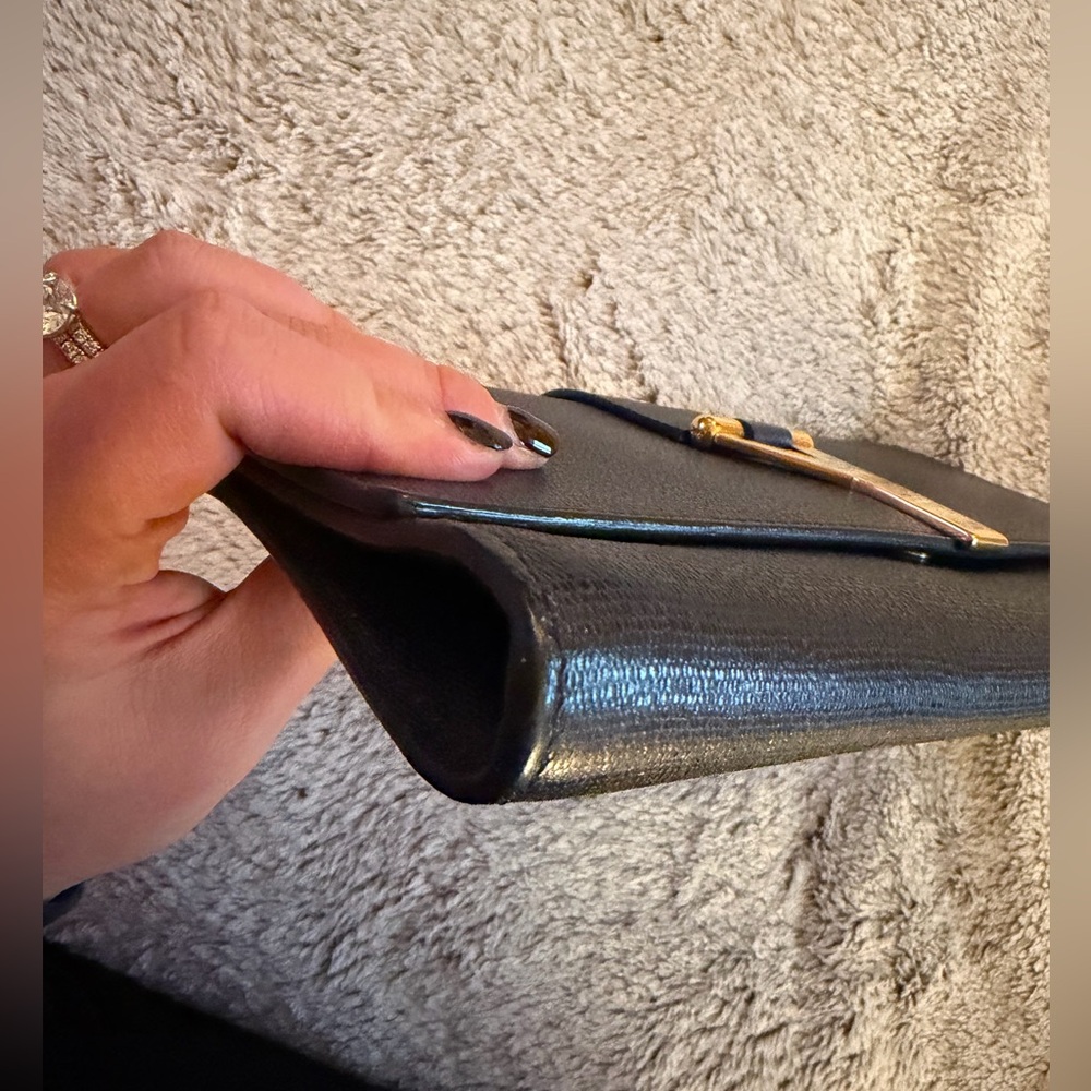 Saint Laurent Dark Blue Clutch w/Gold Hardware - Picture 5 of 7